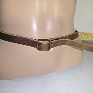 GAP Bronze Metallic Raw Tan Geniune Leather Belt Size XS Women's